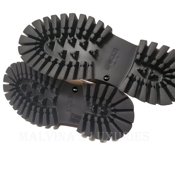 GUCCI SHOES MENS MAXI GG CANVAS LACE-UP LOAFERS w LUG SOLE - Picture 14 of 15